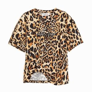 PACO RABANNE x H&M | 100% Cotton Leopard-Print Twist-Detail T-Shirt | Size M